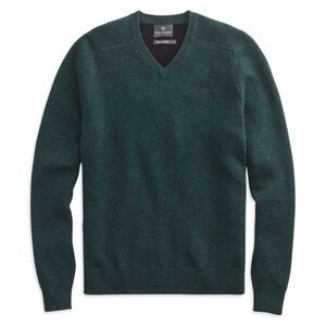 Mack Weldon Tech Cashmere V-Neck Sweater, Midnight Pine Heather, Size XL